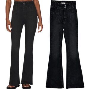 Free People We the Free Jayde High Rise Flare Jeans in Onyx Washed Black